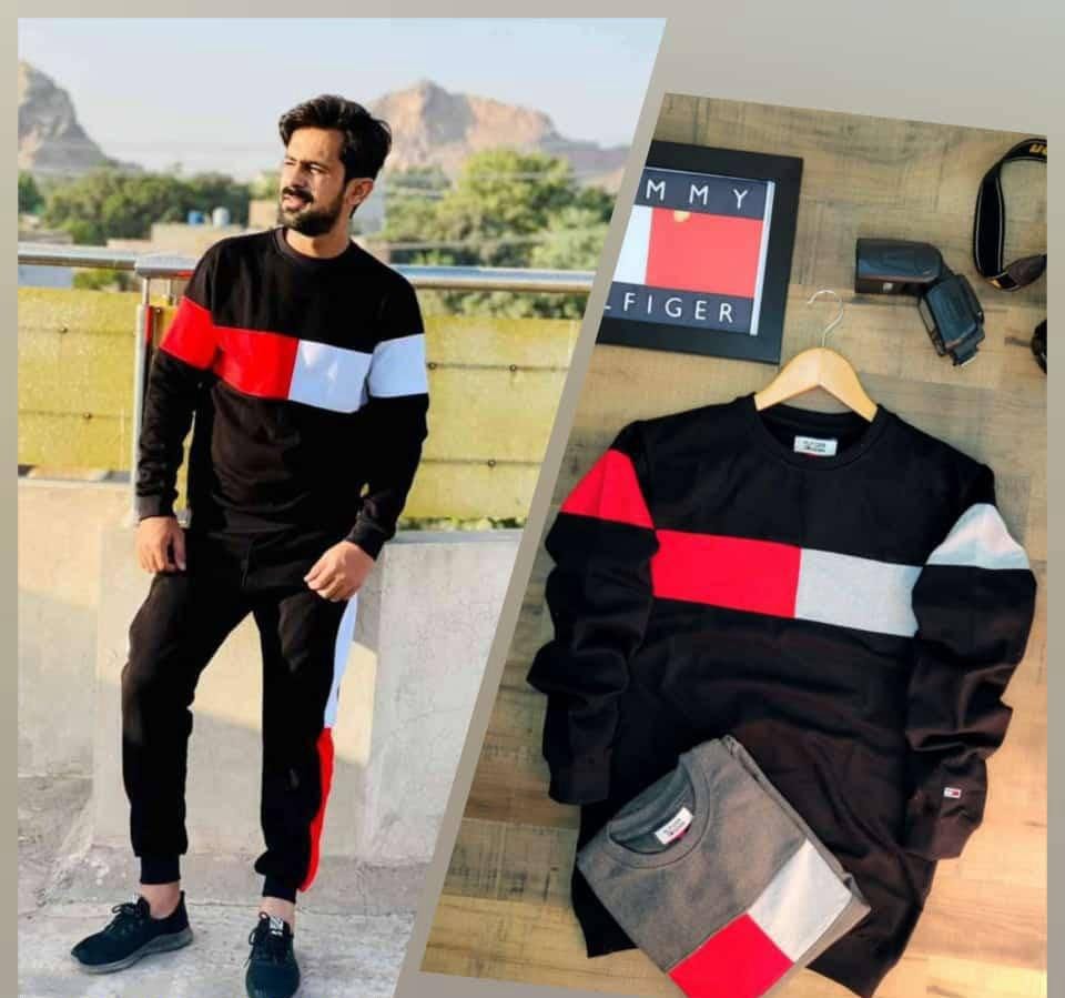 2 Pcs Men's Stitched Polyester Printed Track Suit