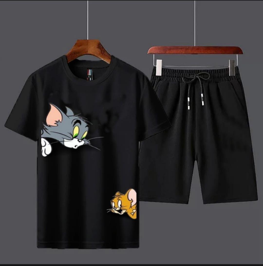 2 Pcs Men's Jersey Printed T-Shirt & Shorts Tracksuit