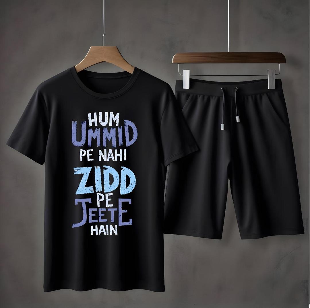 2 Pcs Men's Jersey Printed T-Shirt & Shorts Tracksuit
