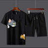 2 Pcs Men's Jersey Printed T-Shirt & Shorts Tracksuit