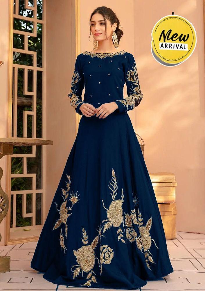 Women's Stitched Shamroz Silk Embroidered  Maxi