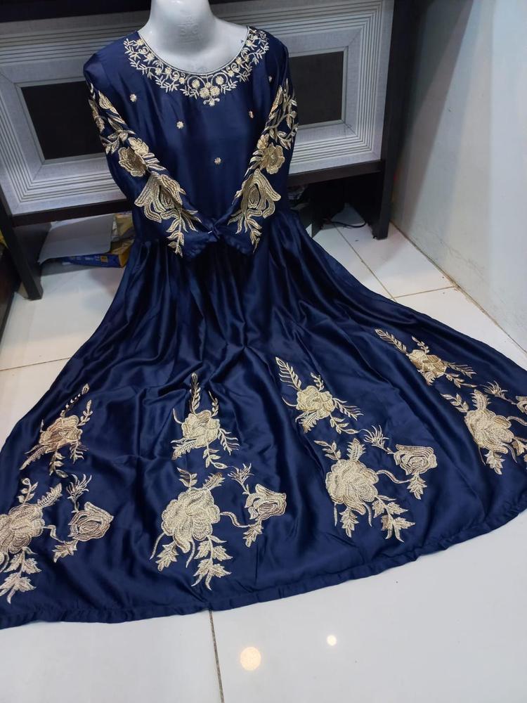Women's Stitched Shamroz Silk Embroidered  Maxi