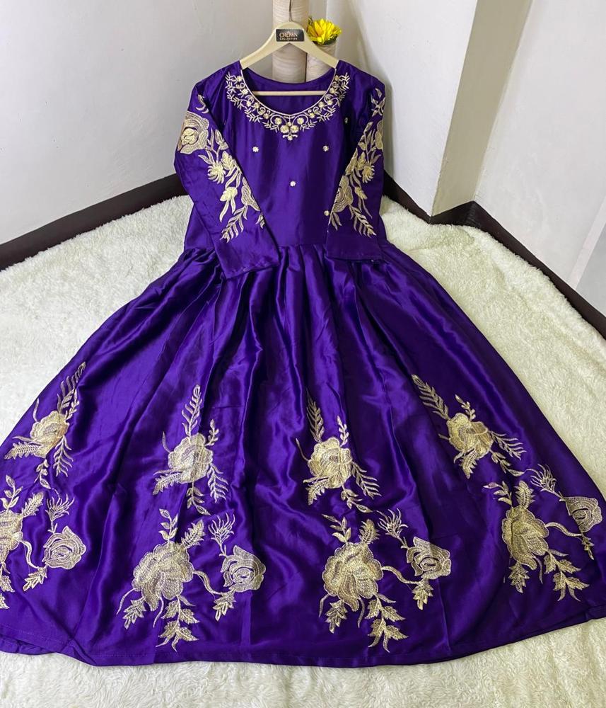 Women's Stitched Shamroz Silk Embroidered  Maxi