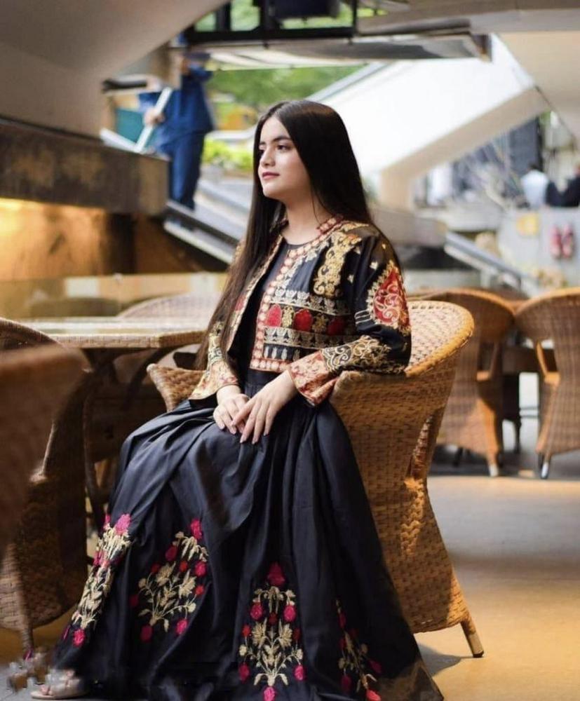 3 Pcs Women's Stitched Fancy Katan Silk Embroidered  Maxi