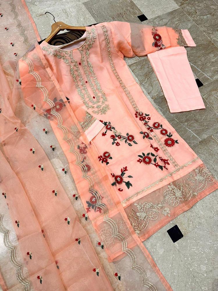 Women's Stitched Organza Embroidered Suit