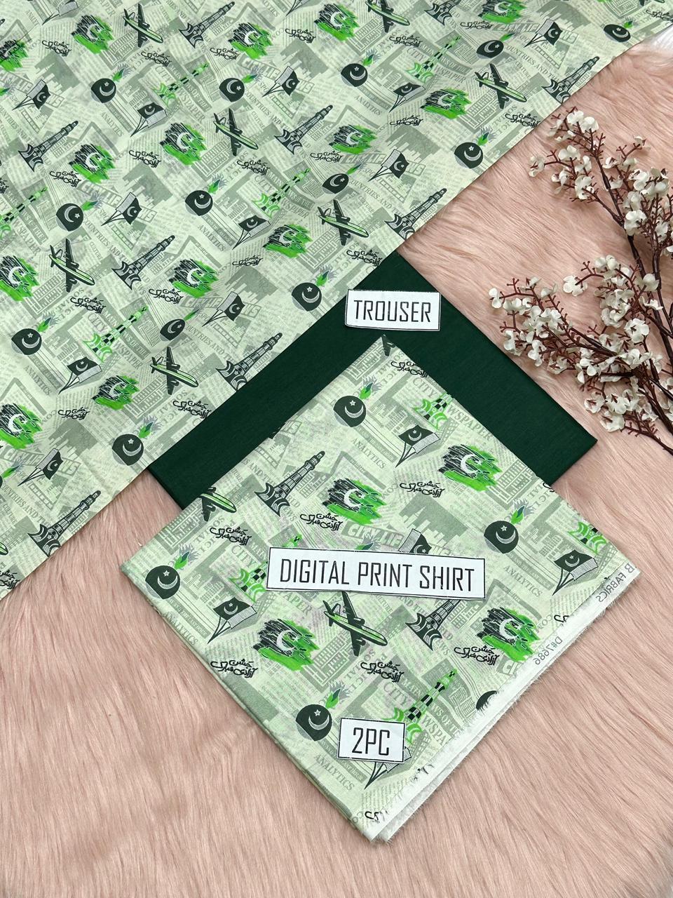 2 Pcs Woman's Unstitched Printed Suit