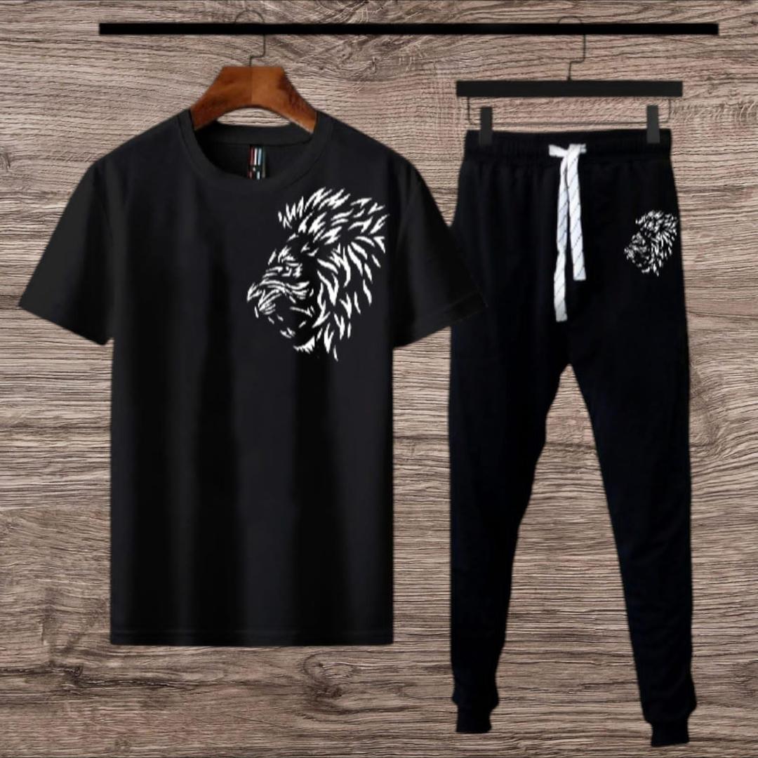 Stylish Men's Printed Polyester Track suit  2Pcs Set For Comfort and Style