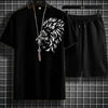 2 Pcs Men's Jersey Printed T-Shirt & Shorts Tracksuit